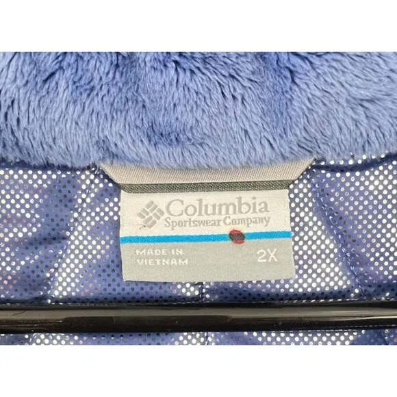 Columbia 2X Heavenly Long Hooded Jacket Omni-Heat Blue Puffer - Picture 9 of 13